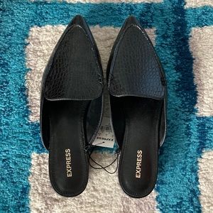 NWT Express Black Textured Slide Loafers Size 8